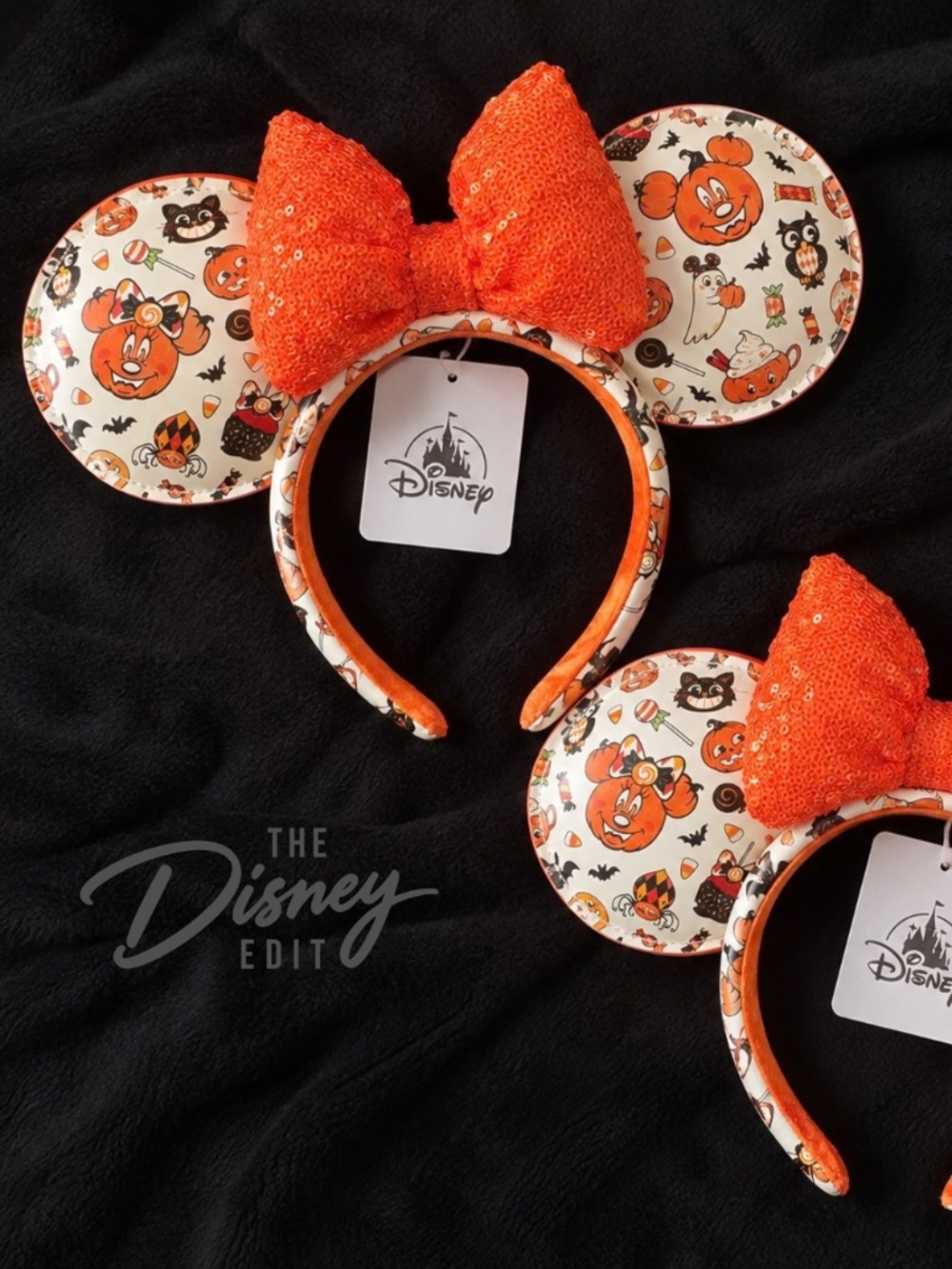 NWT Disney Halloween Minnie Ears 🎃 Orange Sequin Bow | NEW WITH TAGS